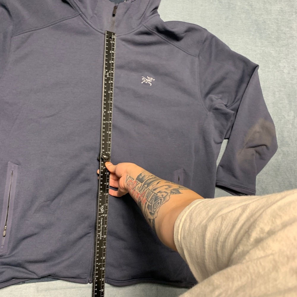 Arcteryx Kyanite Hooded Jacket Mens Navy Blue Long Sleeve Pockets Logo Full Zip - Picture 6 of 13